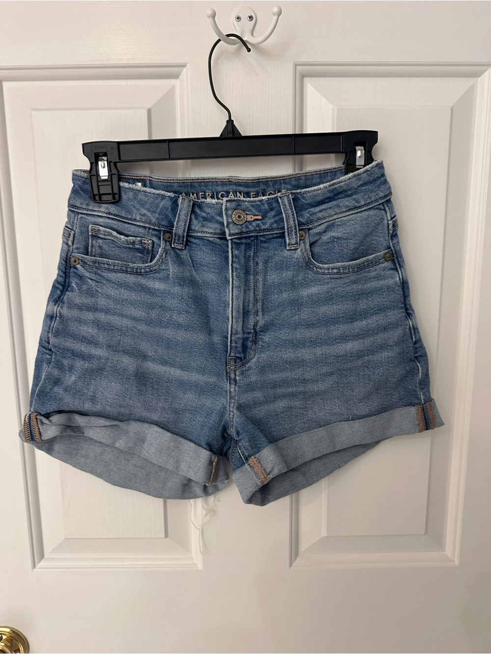 American Eagle Light Blue Denim Shorts with Rolled Hem